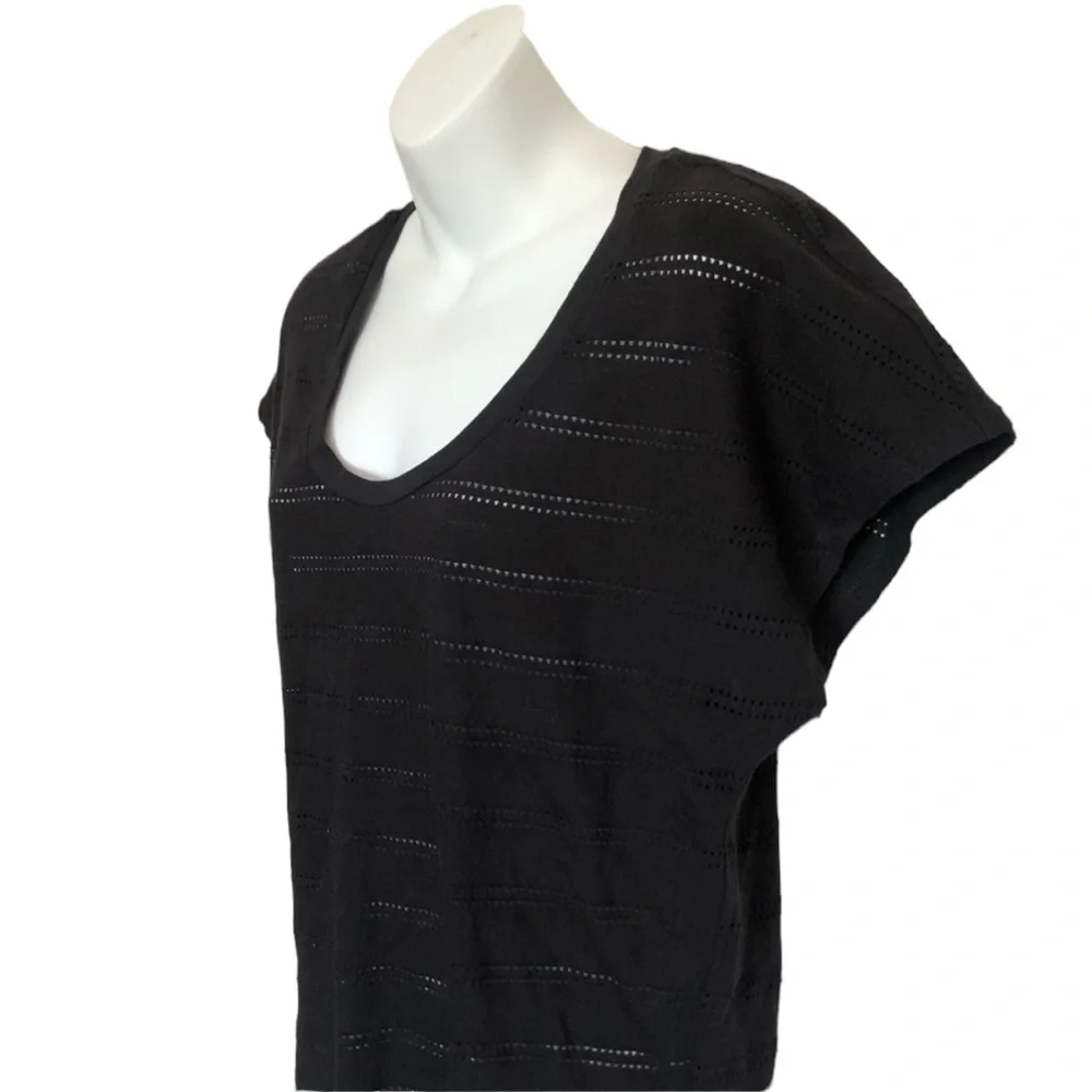 & Other Stories Black Perforated Top Sz 8
